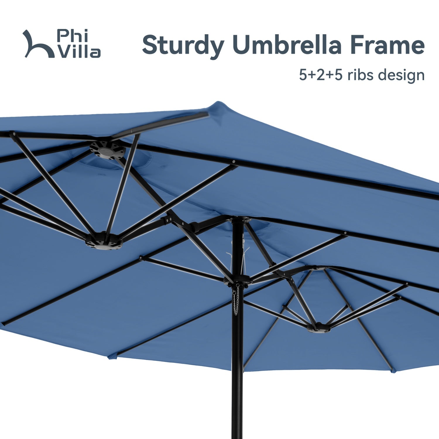 15ft Double-Sided Patio Extra Large Twin Umbrella with Base