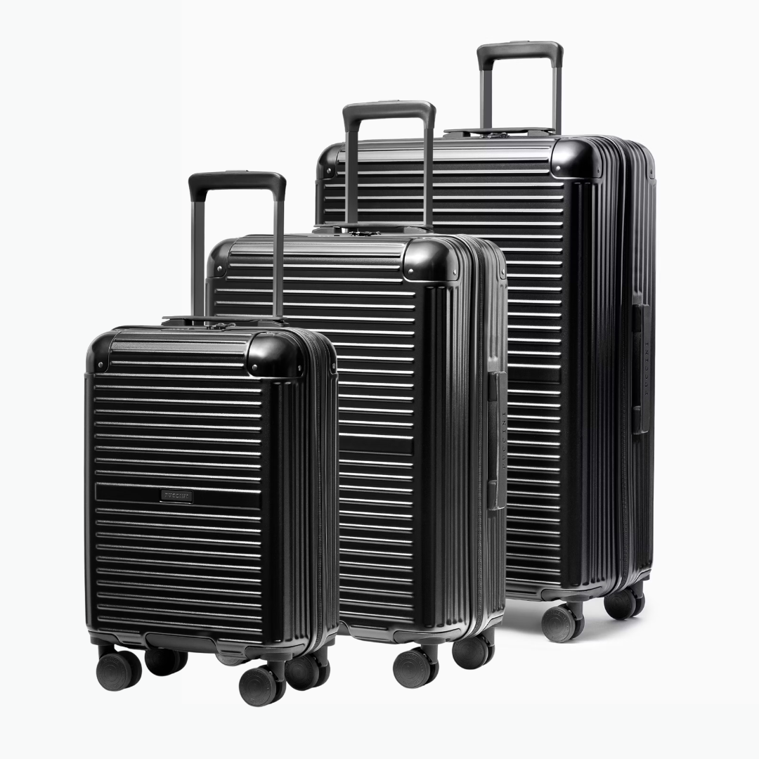Set 3 Walizek na Kółkach z Aluminiowymi Narożnikami Czarnych