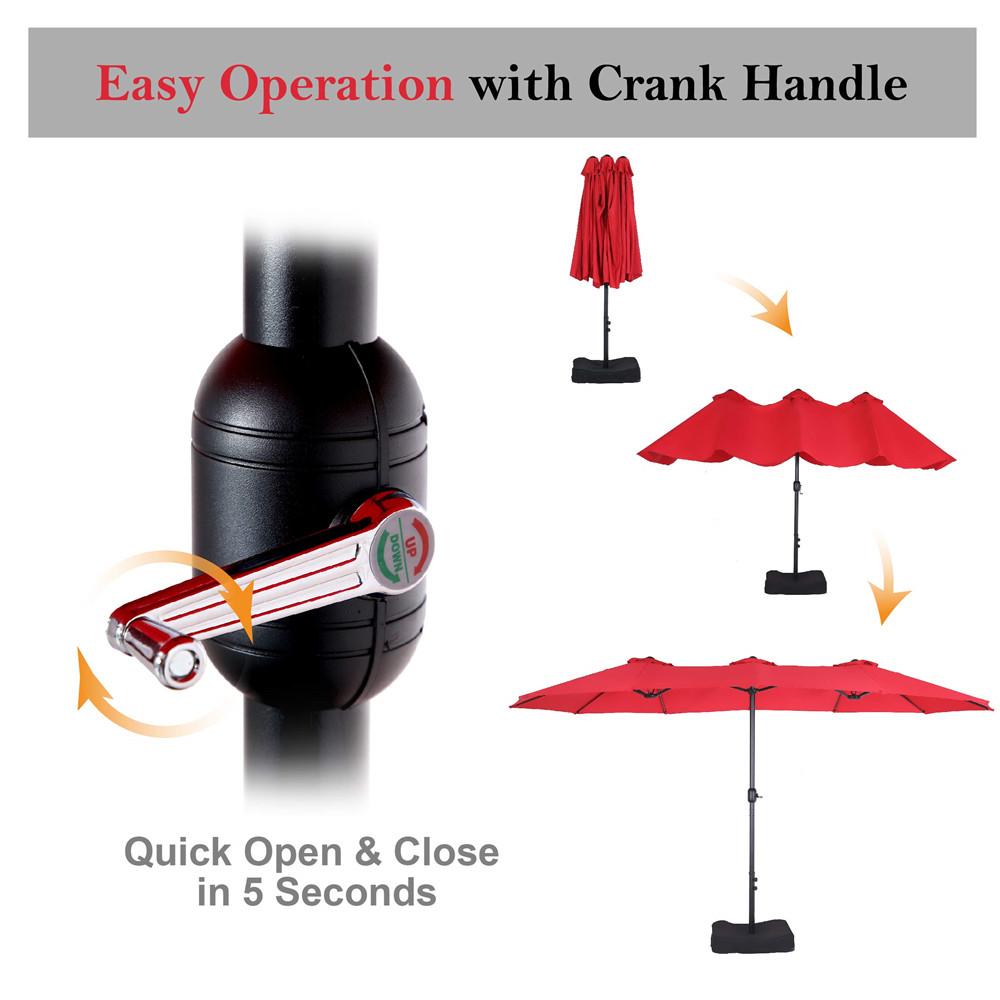 15ft Double-Sided Patio Extra Large Twin Umbrella with Base