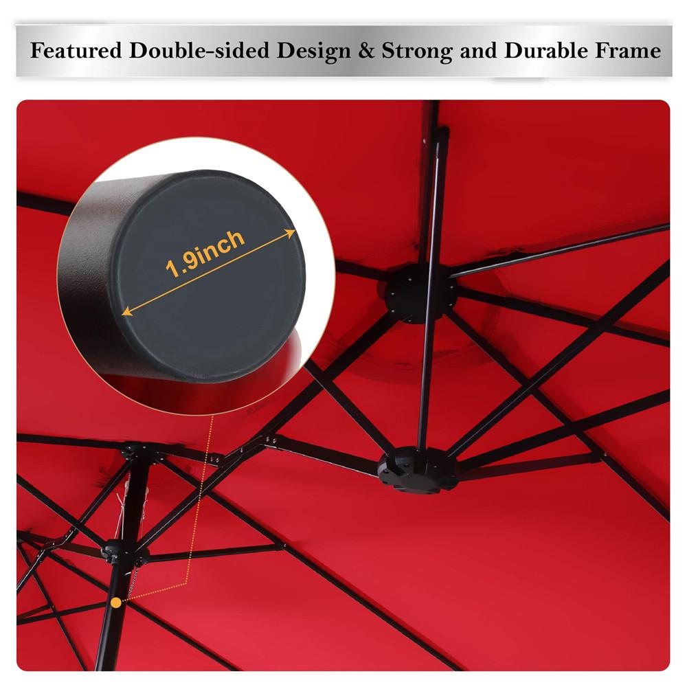 15ft Double-Sided Patio Extra Large Twin Umbrella with Base