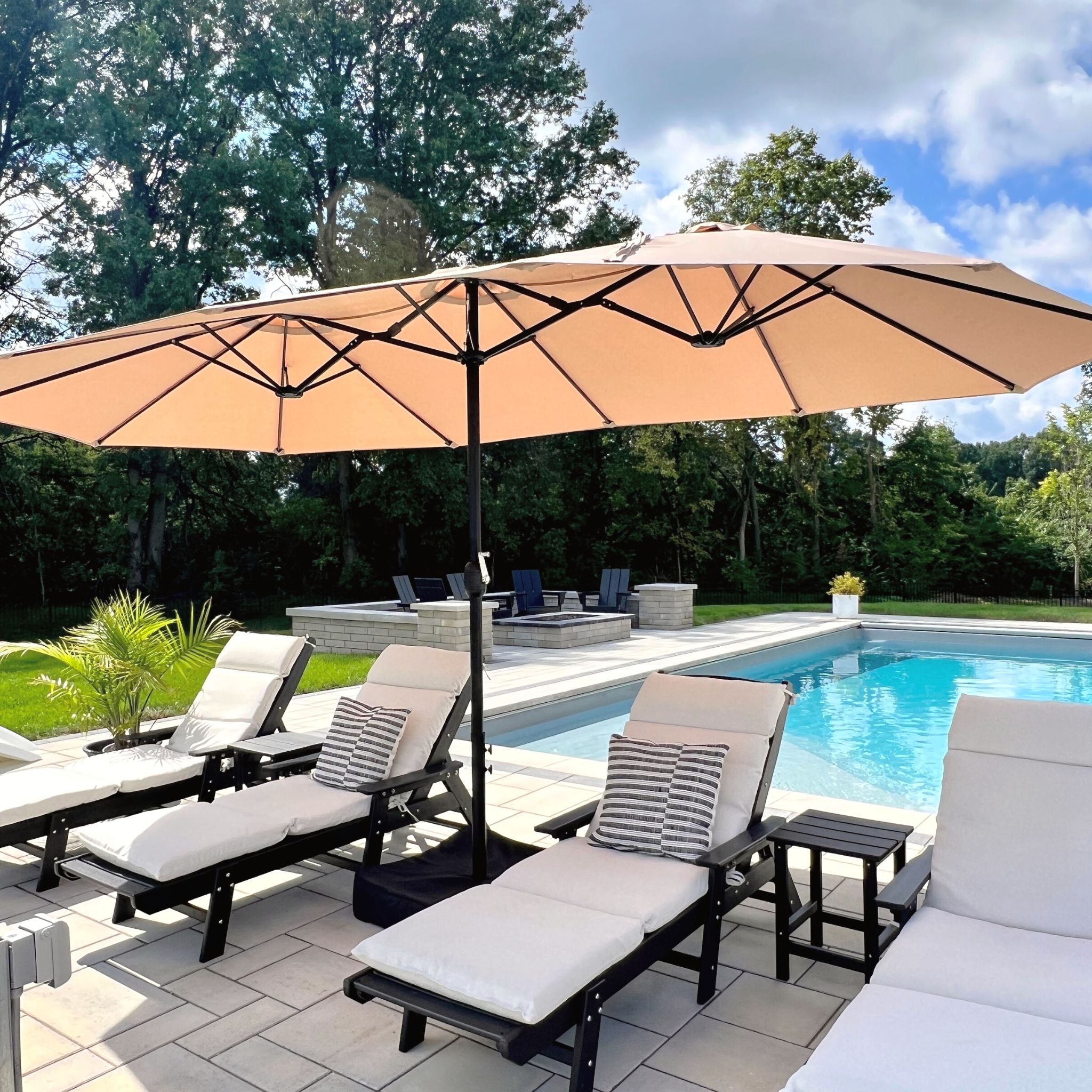 15ft Double-Sided Patio Extra Large Twin Umbrella with Base