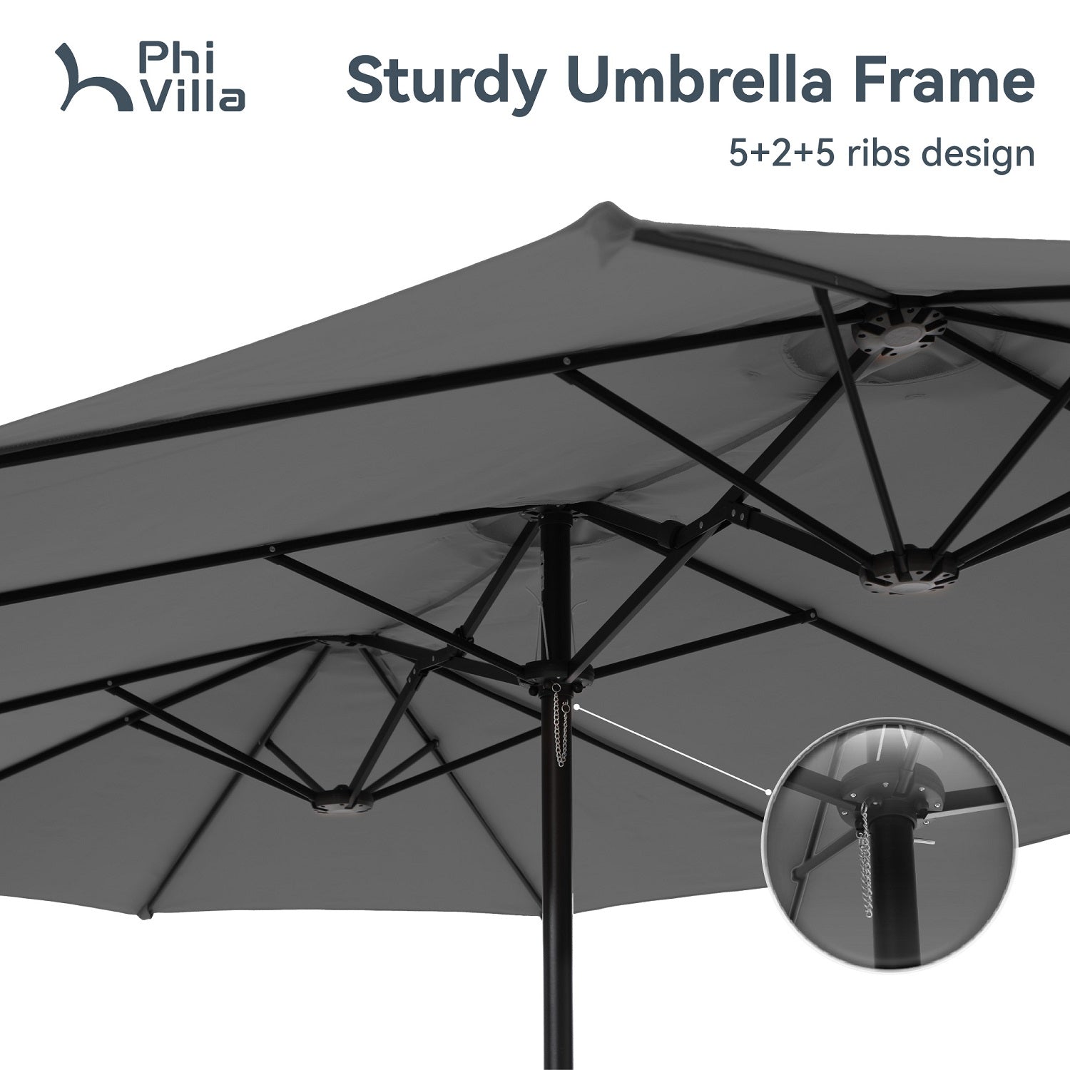 15ft Double-Sided Patio Extra Large Twin Umbrella with Base