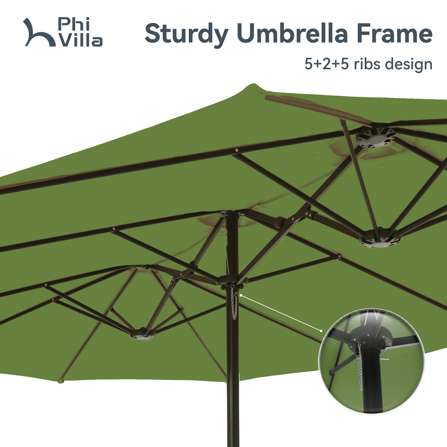 15ft Double-Sided Patio Extra Large Twin Umbrella with Base