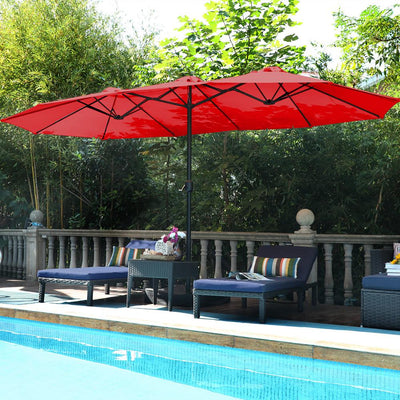 15ft Double-Sided Patio Extra Large Twin Umbrella with Base