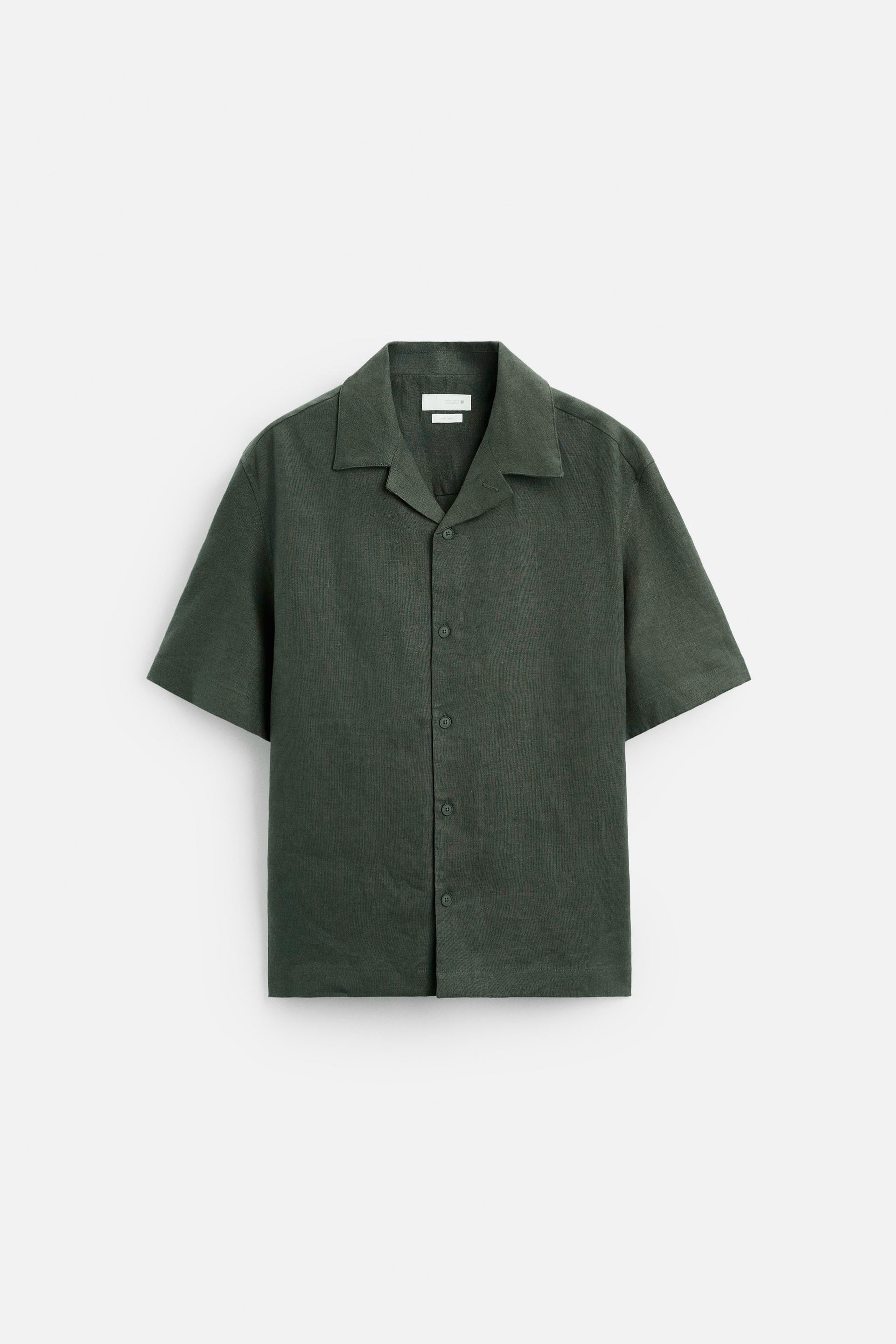 Linen shirt buttons army green