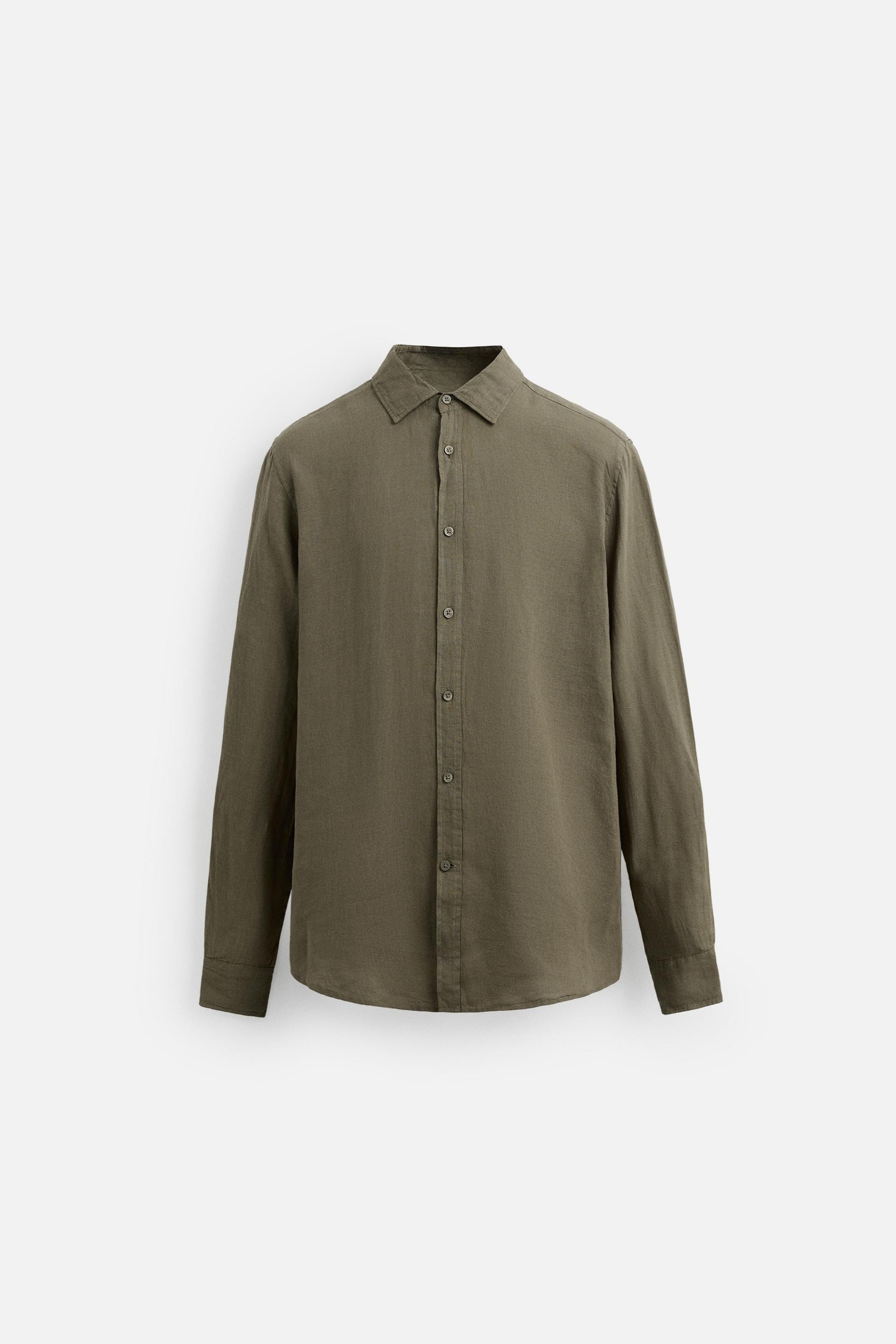 Linen shirt khaki green