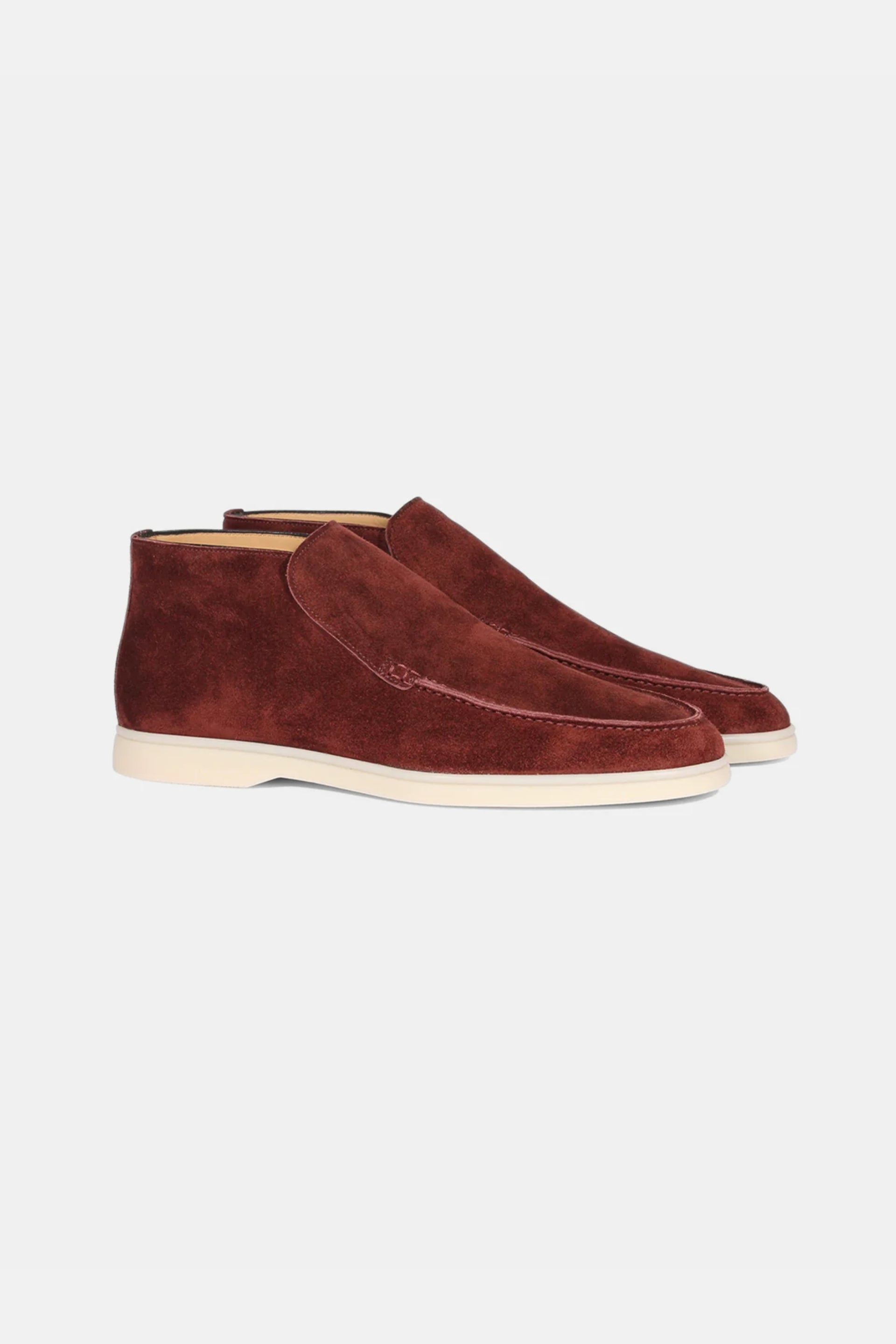 High suede loafers burgundy red