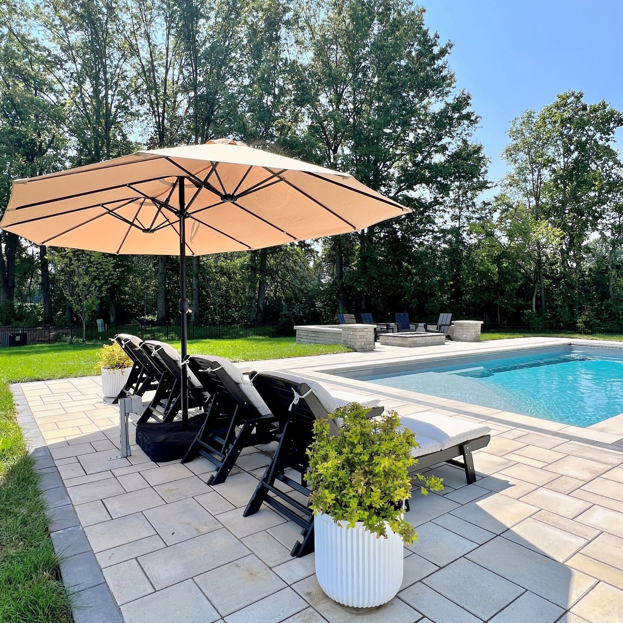 15ft Double-Sided Patio Extra Large Twin Umbrella with Base