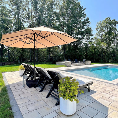 15ft Double-Sided Patio Extra Large Twin Umbrella with Base