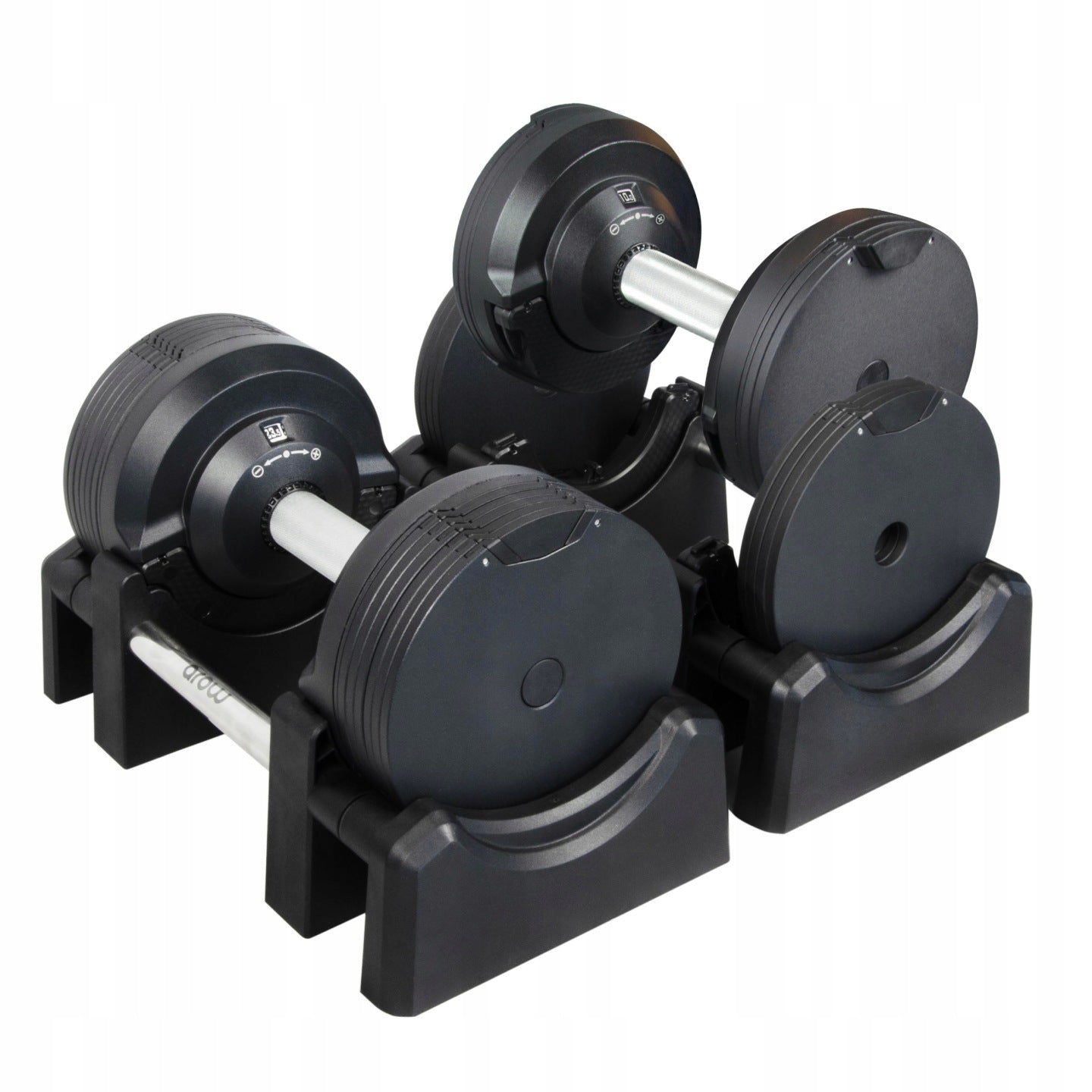 ZESTAW 2X HANTLE REGULOWANE CZARNE 23,5KG + STOJAK CZARNY NA HANTLE DO 100