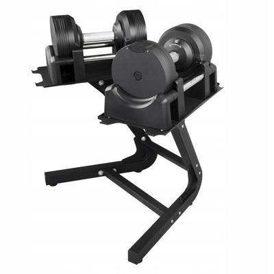 ZESTAW 2X HANTLE REGULOWANE CZARNE 23,5KG + STOJAK CZARNY NA HANTLE DO 100