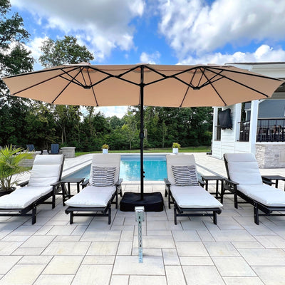 15ft Double-Sided Patio Extra Large Twin Umbrella with Base