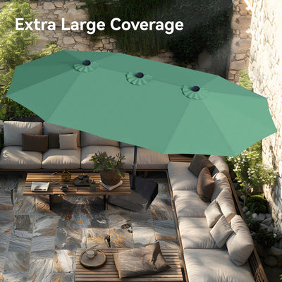 15ft Double-Sided Patio Extra Large Twin Umbrella with Base