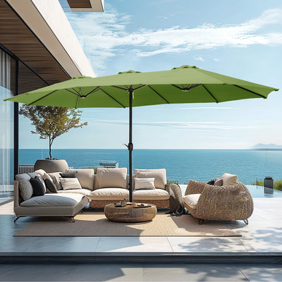 15ft Double-Sided Patio Extra Large Twin Umbrella with Base