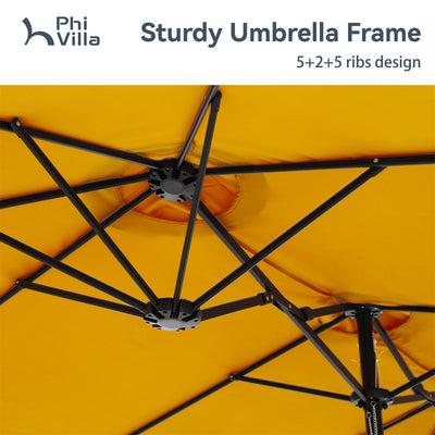 15ft Double-Sided Patio Extra Large Twin Umbrella with Base