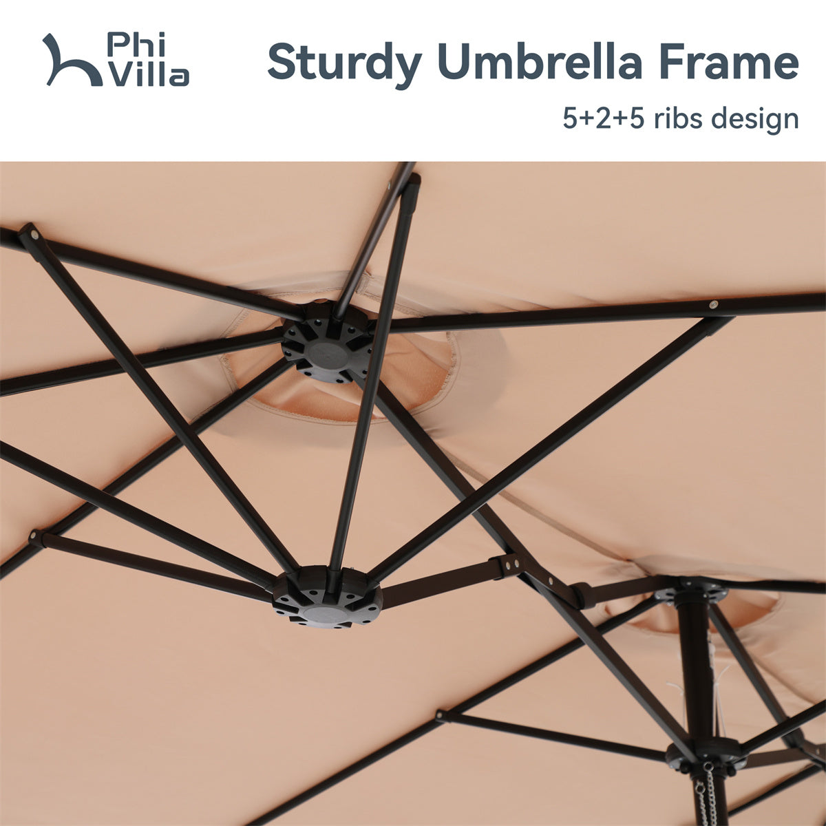 15ft Double-Sided Patio Extra Large Twin Umbrella with Base