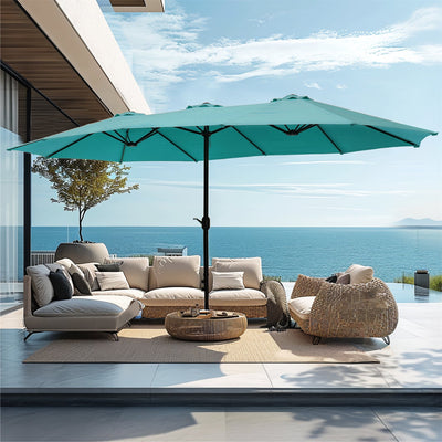 15ft Double-Sided Patio Extra Large Twin Umbrella with Base