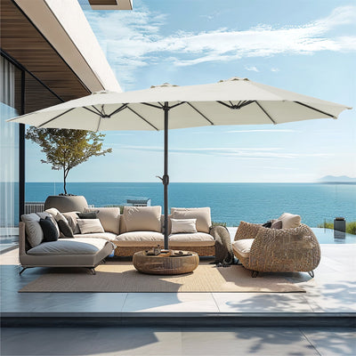 15ft Double-Sided Patio Extra Large Twin Umbrella with Base